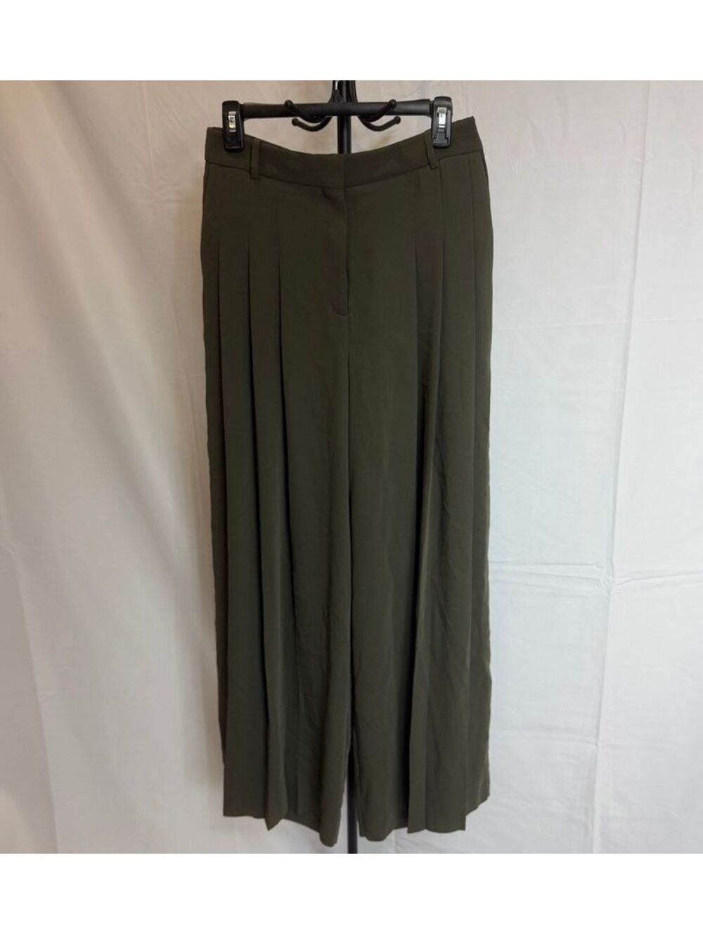 NWT Babaton by Aritzia Timo Studio Drape Wide Leg Pants in Dark Olive Size 8